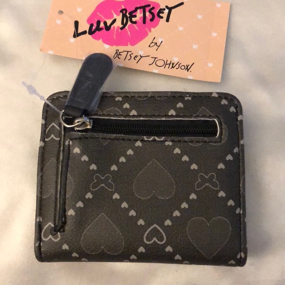 Betsey Johnson Luv Betsey Snap Card Wallet Black & Silver Heart & Butterflies - Picture 7 of 16